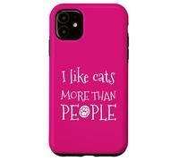 Carcasa para iPhone 11 Gatito sarcástico Retro Divertido con Texto en inglés I Like Cats More Than People