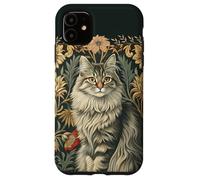 Carcasa para iPhone 11 Gato Maine Coon Vintage Estilo William Morris