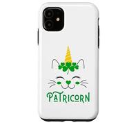 Carcasa para iPhone 11 Gato Unicornio irlandés Lil Miss Caticorn Green para el Día de San Patricio