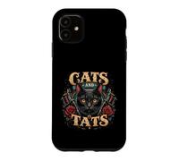 Carcasa para iPhone 11 Gatos y Tatuajes Gato Negro Artista del Tatuaje