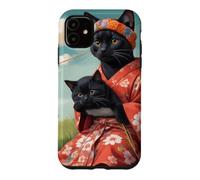 Carcasa para iPhone 11 Geisha de Gato japonés con Bolas de Gatito bebé