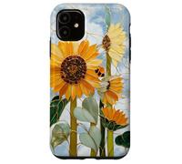 Carcasa para iPhone 11 Girasol Abeja Art Nouveau Floral Botanico Cielo Mosaico Sol