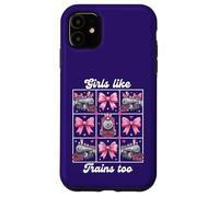 Carcasa para iPhone 11 Girls Like Trains Too Cute Pink Bow Locomotora Coqueta