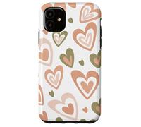 Carcasa para iPhone 11 Girly Coquette Cute Pink Heart Sage Green Hearts Valentines