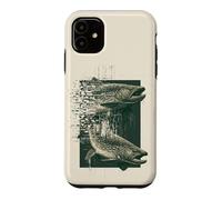 Carcasa para iPhone 11 Glitch Trucha Pesca Gráfico Retro Digital Fish Design