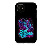 Carcasa para iPhone 11 Gráfico de Astronauta Morado y Verde Azulado Just Vibing para Hombre