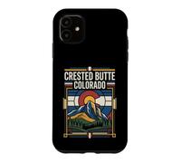 Carcasa para iPhone 11 Gráfico de Viaje de montaña con la Bandera de Colorado de Crested Butte