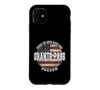 Carcasa para iPhone 11 Grants Pass Oregon, Bandera Americana Vintage