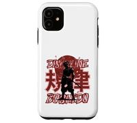 Carcasa para iPhone 11 Guerrero samurái japonés Sol Rojo Flor de Cerezo Arte