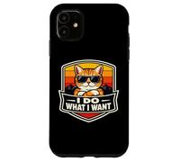 Carcasa para iPhone 11 Hago lo Que Quiero, Amante del dueño de un Gato, Divertido, Retro, Broma Vintage