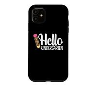 Carcasa para iPhone 11 Hello Kindergarten Teacher Leopard Pencil Regreso a la Escuela