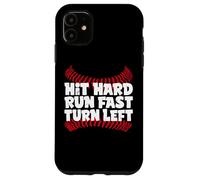 Carcasa para iPhone 11 Hit Hard Run Fast Turn Left Baseball Softball Pun Baseballer