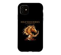Carcasa para iPhone 11 Hold Your Horses Horse Racing Whiskey Drink
