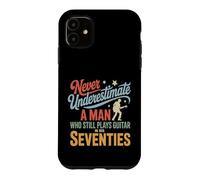 Carcasa para iPhone 11 Hombre Que todavía Toca la Guitarra en Sus Setenta Guitarrista Retro