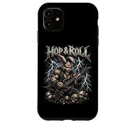 Carcasa para iPhone 11 Hop and Roll Heavy Metal Bunny Guitarra Eléctrica Conejo Rocker
