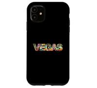 Carcasa para iPhone 11 Horizonte de Las Vegas con Edificios icónicos en Negrita Texto de Las Vegas