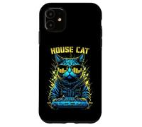 Carcasa para iPhone 11 House Cat DJ Rave EDM Music Deejay Equalizer Gafas de Sol
