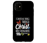 Carcasa para iPhone 11 I Can Do All Things Through Christ Buttefly Art Religious