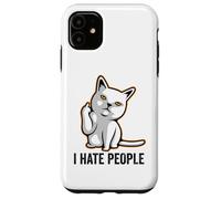 Carcasa para iPhone 11 I Hate People Sign,Funny Cat Giving The Finger Flipping Off