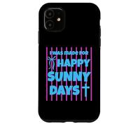 Carcasa para iPhone 11 I Was Made For Happy Sunny Days - Lazo a Rayas Rosas
