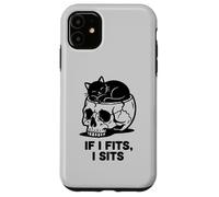 Carcasa para iPhone 11 If I Fits I Sits Cat Skull Funny Gothic Dark Meme Humor 2