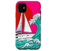 Carcasa para iPhone 11 Japanese Wave Sailboat Sailing Boating Club Sailor