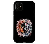 Carcasa para iPhone 11 Japanese Yin Yang Koi Fish Sakura Watercolor