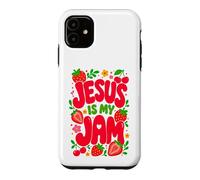 Carcasa para iPhone 11 Jesus is My Jam Cute Christian Strawberry Faith