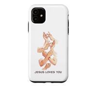 Carcasa para iPhone 11 Jesus Loves You - American Sign Language Watercolor