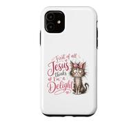 Carcasa para iPhone 11 Jesus Thinks I'm A Delight Funny Christian Faith Cat Lover