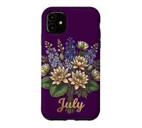 Carcasa para iPhone 11 July Birth Flower Larkspur & Water Lily Cute Floral Birthday