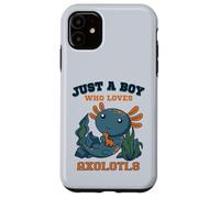 Carcasa para iPhone 11 Just A Boy Who Loves Axolotls Lindo Dinosaurio salamandra Azul