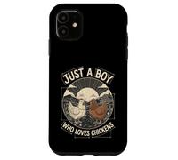Carcasa para iPhone 11 Just A Boy Who Loves Chickens Retro Farm Blueprint Livestock