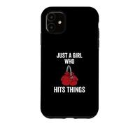 Carcasa para iPhone 11 Just a Girl Who Hits Things Guantes de Boxeo Mujeres Punching