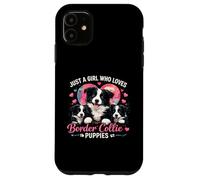 Carcasa para iPhone 11 Just a Girl Who Loves Border Collie Puppies Lindo corazón de Perro