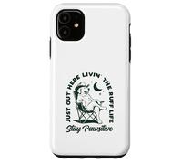 Carcasa para iPhone 11 Just out Here Living The Ruff Life Stay Pawsitive Cowboy Dog