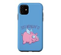 Carcasa para iPhone 11 Just Wingin' It Derpy Flying Pig