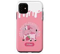Carcasa para iPhone 11 Kawaii Cute Pink Cow, Strawberry Milk Girl