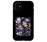 Carcasa para iPhone 11 Kawaii Space Cats Astronauta Galaxia Estrellas Planetas