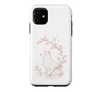 Carcasa para iPhone 11 Kitsune Fox Cherry Blossoms Meditación Zen Yoga Vida Mujeres