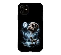 Carcasa para iPhone 11 Lagotto Romagnolo Aullando a la Luna, Perro Retro de los 90