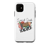 Carcasa para iPhone 11 Lápiz de Leopardo de Segundo Grado para Maestra de Segundo Grado