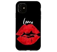 Carcasa para iPhone 11 Laura Red Lips Nombre Personalizado