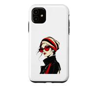 Carcasa para iPhone 11 Lente roja Moda Muse Rayas Headwrap Chic Ink Art