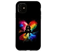 Carcasa para iPhone 11 Lesbian Girls Kissing on Tree Branch Rainbow Silhouette