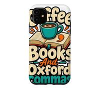 Carcasa para iPhone 11 Libros de café y Humor para Amantes de la gramática de Oxford Commas