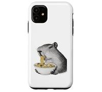 Carcasa para iPhone 11 Lindo Capibara sorbiendo Fideos Ramen Divertido Arte gastronómico
