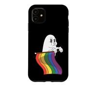 Carcasa para iPhone 11 Lindo Fantasma LGBTQ sosteniendo la Bandera del Arco Iris Orgullo LGBT Halloween