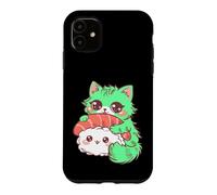 Carcasa para iPhone 11 Lindo Gato Kawaii Camarones Sushi Anime Amante de la Comida