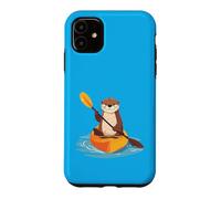 Carcasa para iPhone 11 Lindo gráfico de Nutria Marina remando un Kayak Divertido Estilo Kawaii